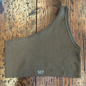 SET Active One-Shoulder Bra in Brown